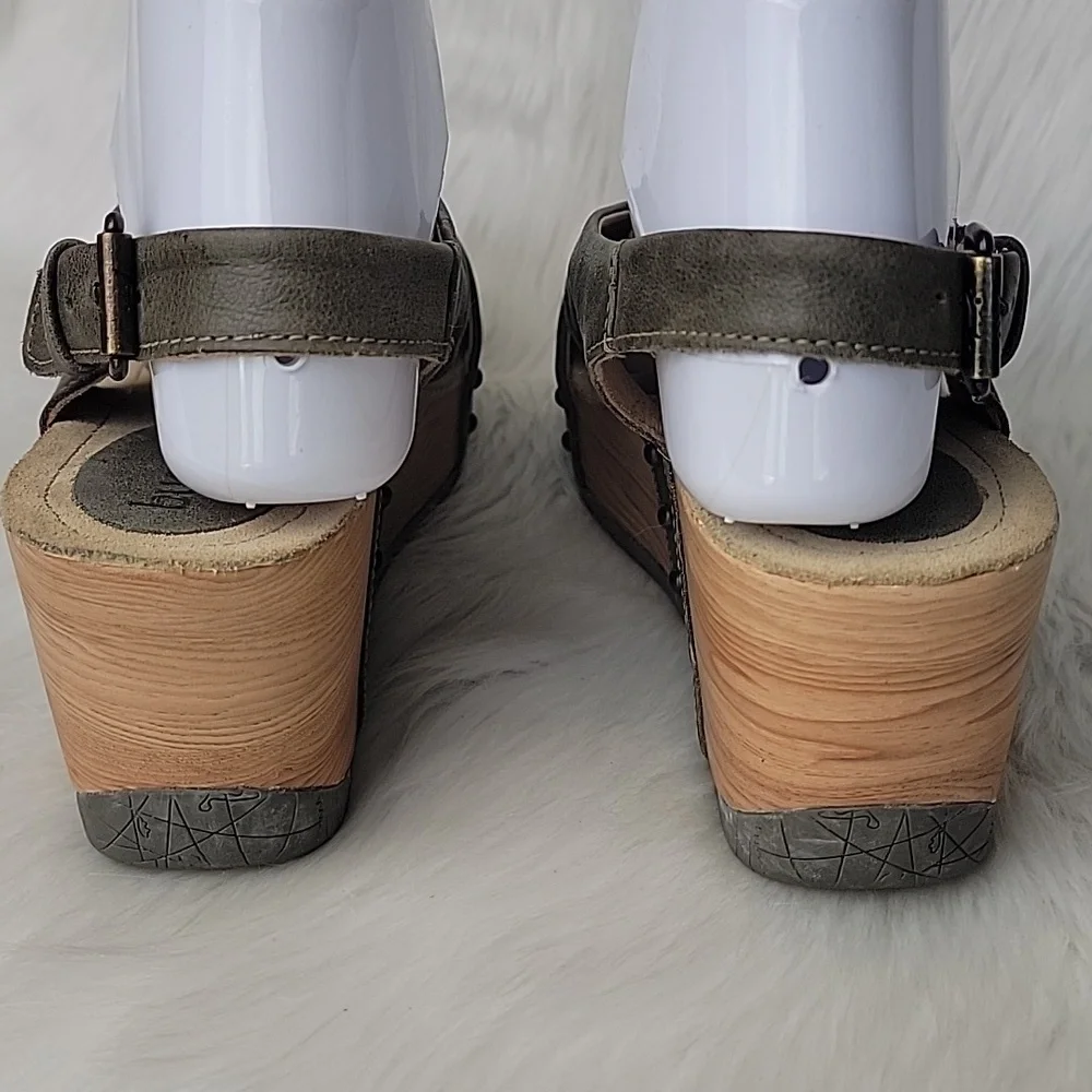 BUSSOLA Formentera Capretto‎ Ivy Leather Comfort Wedge Chucky Boho Sandals 38 - Picture 3 of 15